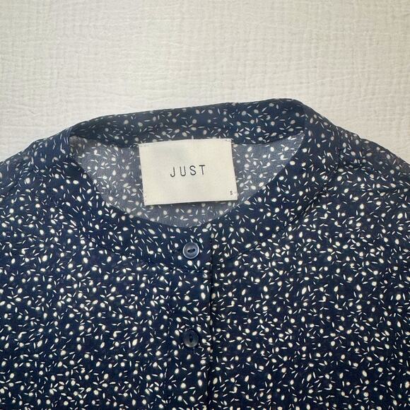 JUST Female Zoe Midi Dress Navy Floral Women's Small Peasant Scandi Boho Indie - Picture 15 of 16